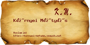 Környei Mátyás névjegykártya