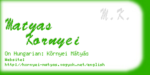 matyas kornyei business card